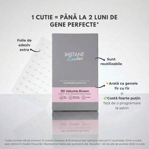 gene smocuri instant lashes gene false autoadezive maro 3d volume efect fir cu fir