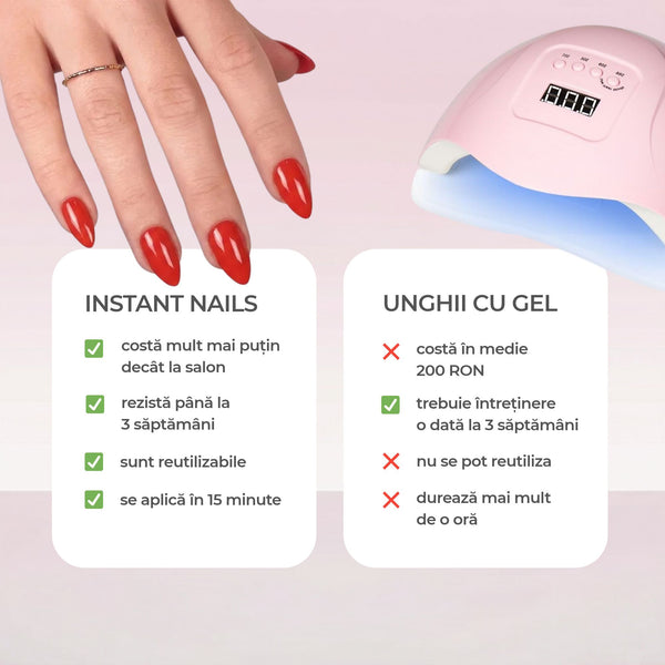 kit unghii press on cu gel roșii Instant Nails