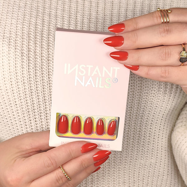 kit unghii press on cu gel roșii Instant Nails
