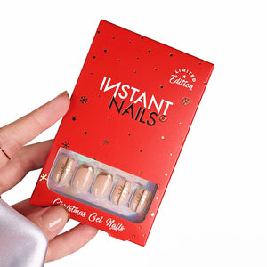 unghii false unghii press on instant nails unghii gel craciun model unghii auriu si nude unghii perfecte pentru craciun de la instant nails 