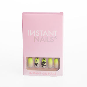 set unghii cu gel instant nails - unghii galbene cu palmier